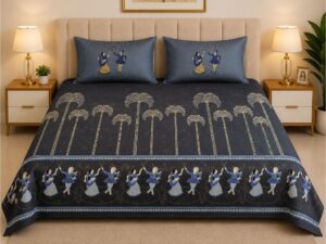 Arabic Panel Pure Cotton Bedsheet – 108 × 108" - Image 1