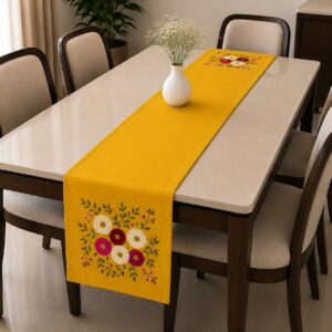 Embroidered Jacquard Dining Runner – 16 × 72"
