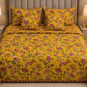 Pure Cotton Quilted 5 PC Bed Set – 90 × 108"