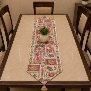 Jacquard Embroidery Dining Runner – 12 × 72"