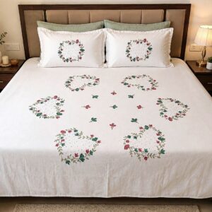 Embroidered Double Bedsheet – 108 × 108"