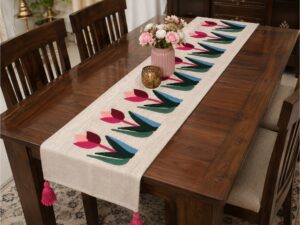 Slub Cotton Embroidered Dining Table Runner - Image 5