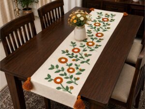 Slub Cotton Embroidered Dining Table Runner - Image 3