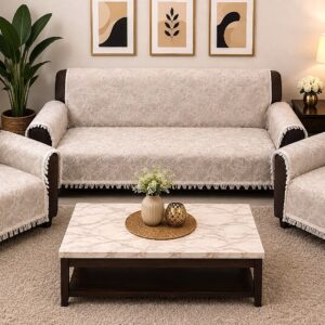Premium Velvet Marble Print Anti-Skid Sofa Cover Fabric - Image 3