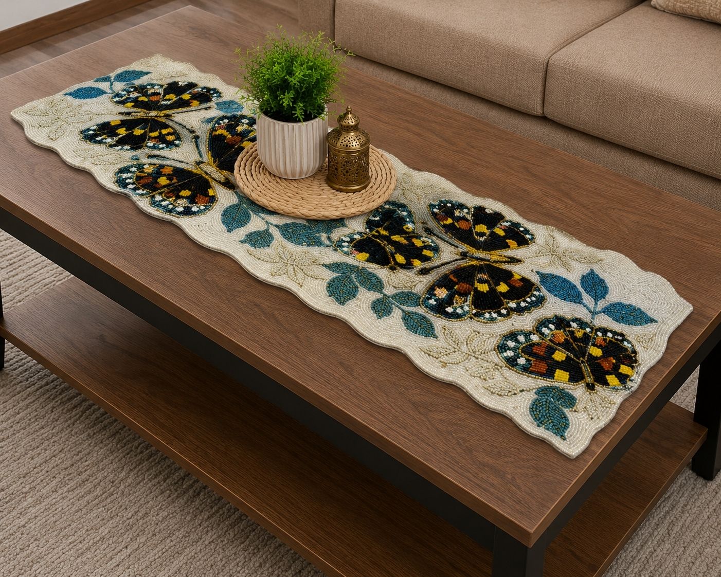 Center table beaded runner 12 by 34 inches 950 rs (1)