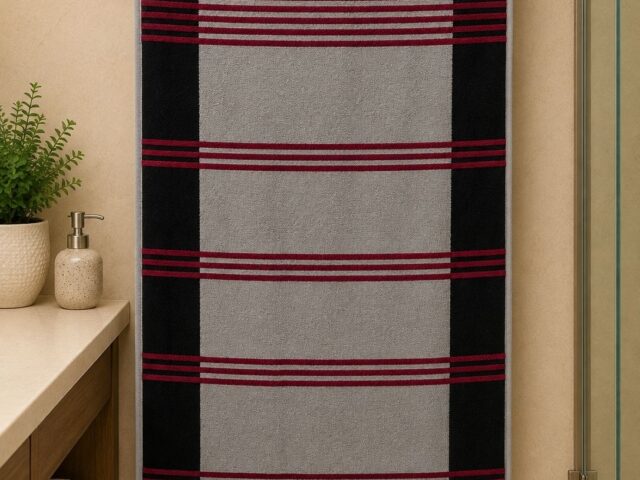 Premium Cotton Bath Towel 30×60 Inches | Striped Design | Soft & Easy Wash