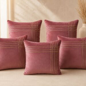 Cushion cover velvet Pink Mauve set of 5 pc