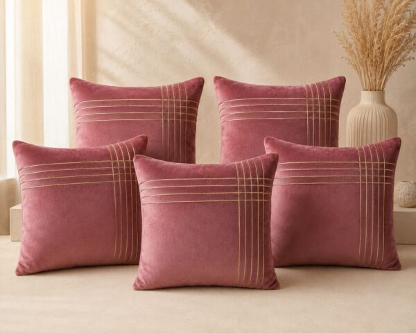 Cushion cover velvet Pink Mauve set of 5 pc
