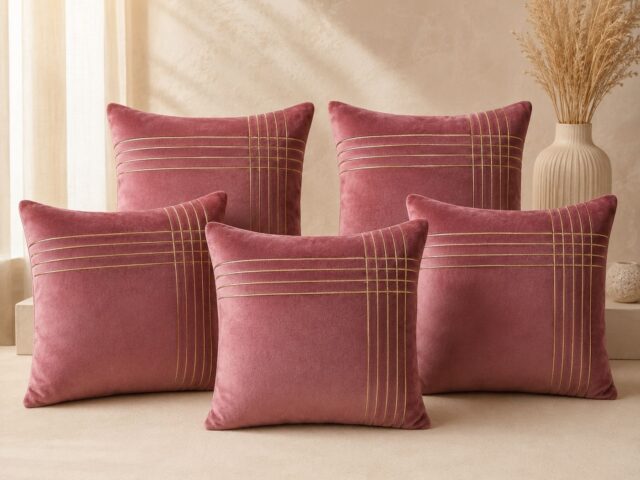 Cushion cover velvet Pink Mauve set of 5 pc