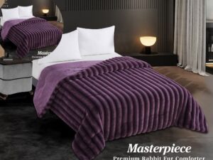 Masterpiece Premium Rabbit Fur Double Bed Comforter - Channel Texture - Image 2