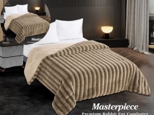 Masterpiece Premium Rabbit Fur Double Bed Comforter - Channel Texture - Image 1
