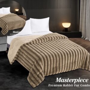 Masterpiece Premium Rabbit Fur Double Bed Comforter - Channel Texture