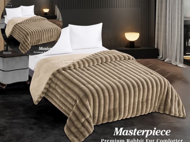Masterpiece Premium Rabbit Fur Double Bed Comforter - Channel Texture