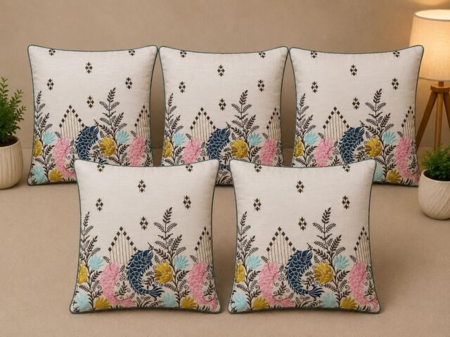 Dufli Cushion Covers – Floral & Bird Printed Design