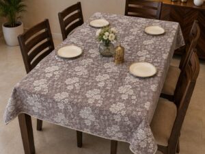 Elegant Hilton Net Floral Dining Table Cover – Blue & White - Image 3