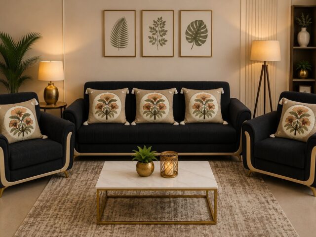 Jacquard Tassel Cushion Covers 20×20 Inches | Set of 5 | Designer Sofa Cushion Covers