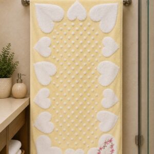Microfiber Aria Bath Towel 40×60 Inches | Soft Heart Design | Large Bath Towel