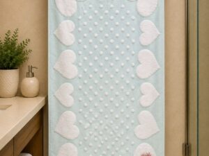 Microfiber Aria Bath Towel 40×60 Inches | Soft Heart Design | Large Bath Towel - Image 2
