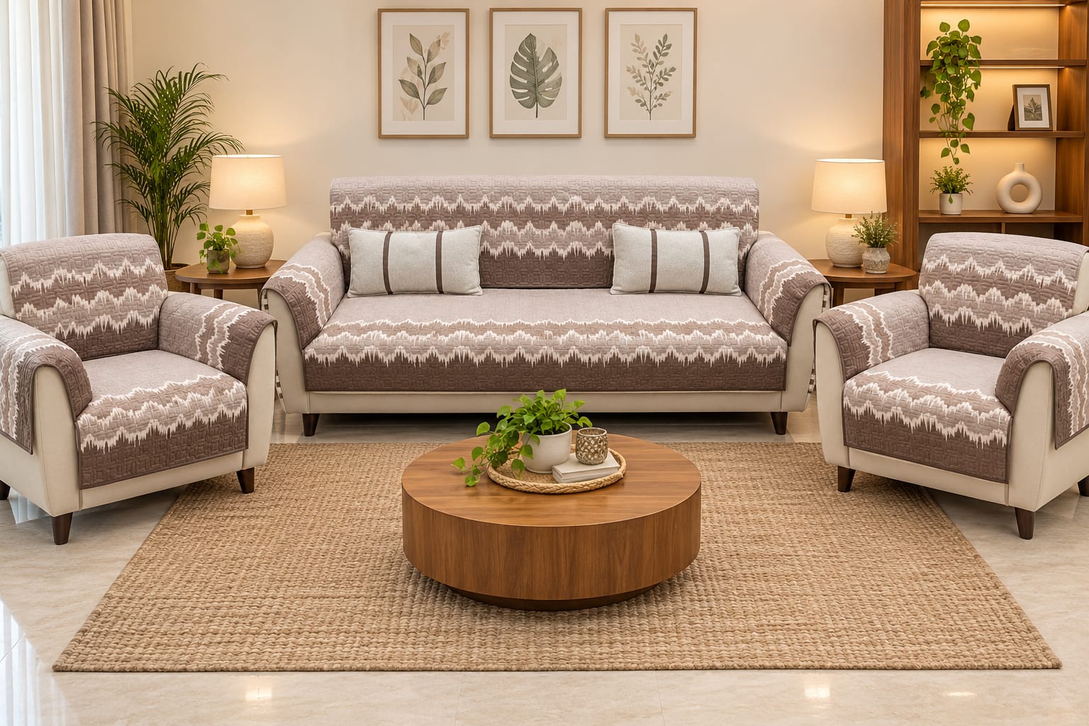 Premium Cotton Ombre Ultrasonic Quilted Sofa Cover Fabric