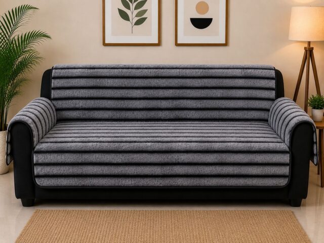 Premium Fur Sofa Cover Fabric – Checkered & Textured Designs
