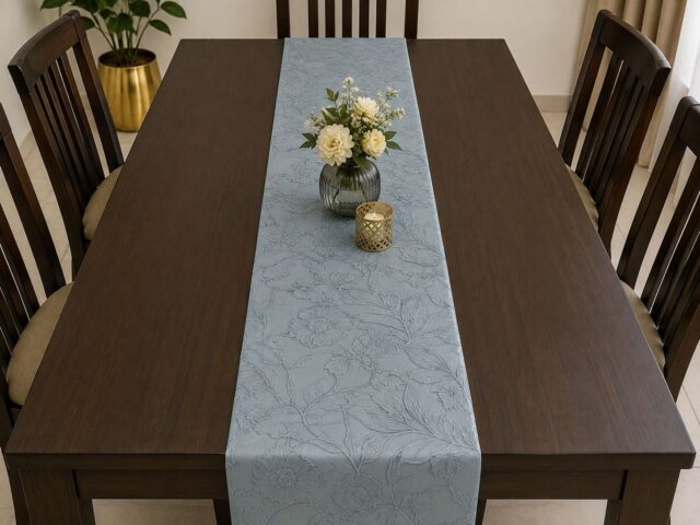PVC Dining Table Runner | Floral Embossed Design