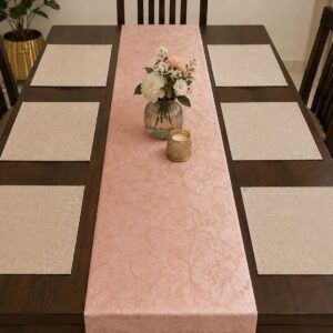 PVC Dining Table Runner | Floral Embossed Design - Image 5