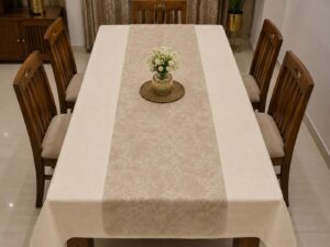 PVC Dining Table Runner | Floral Embossed Design - Image 4