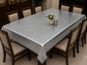 Elegant Silver Plastic Dining Table Cover - Image 1