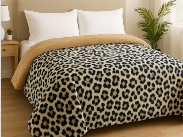 Premium Leopard Print Single Bed Quilt | Beige & Black Animal Print