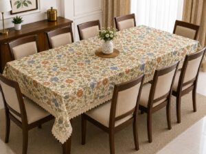 Elegant Vedic Cloth Dining Table Cover – Floral & Paisley Print - Image 1
