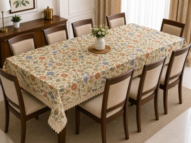Elegant Vedic Cloth Dining Table Cover – Floral & Paisley Print