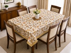 Elegant Floral Printed Vedick Cloth Dining Table Cover with Lace Border - Image 2