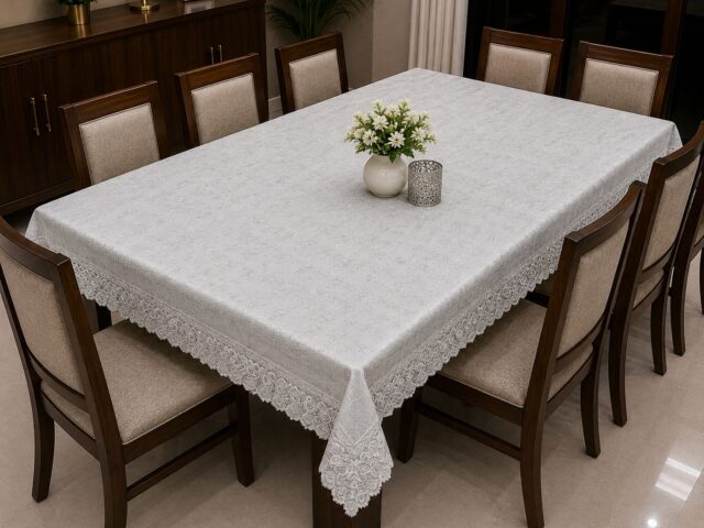 Elegant Cloth Dining Table Cover with Lace Border