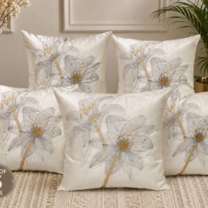 Embroidered Floral Cushion Covers 16×16 Inches | Set of 5 | Designer Cushion Covers - Image 2