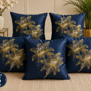 Embroidered Floral Cushion Covers 16×16 Inches | Set of 5 | Designer Cushion Covers - Image 1