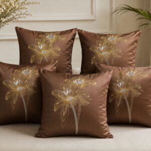 Embroidered Floral Cushion Covers 16×16 Inches | Set of 5 | Designer Cushion Covers - Image 3