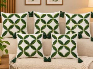 Embroidered Floral Tassel Cushion Covers – Decorative Sofa Cushion Covers - Image 2