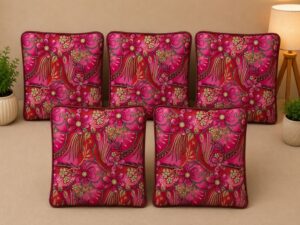 Floral Printed Cushion Covers – Pink & Multicolour Design - Image 1