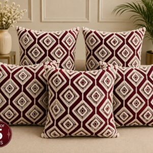 Geometric Cushion Covers 16×16 Inches Set of 5 | Diamond Pattern - Image 2