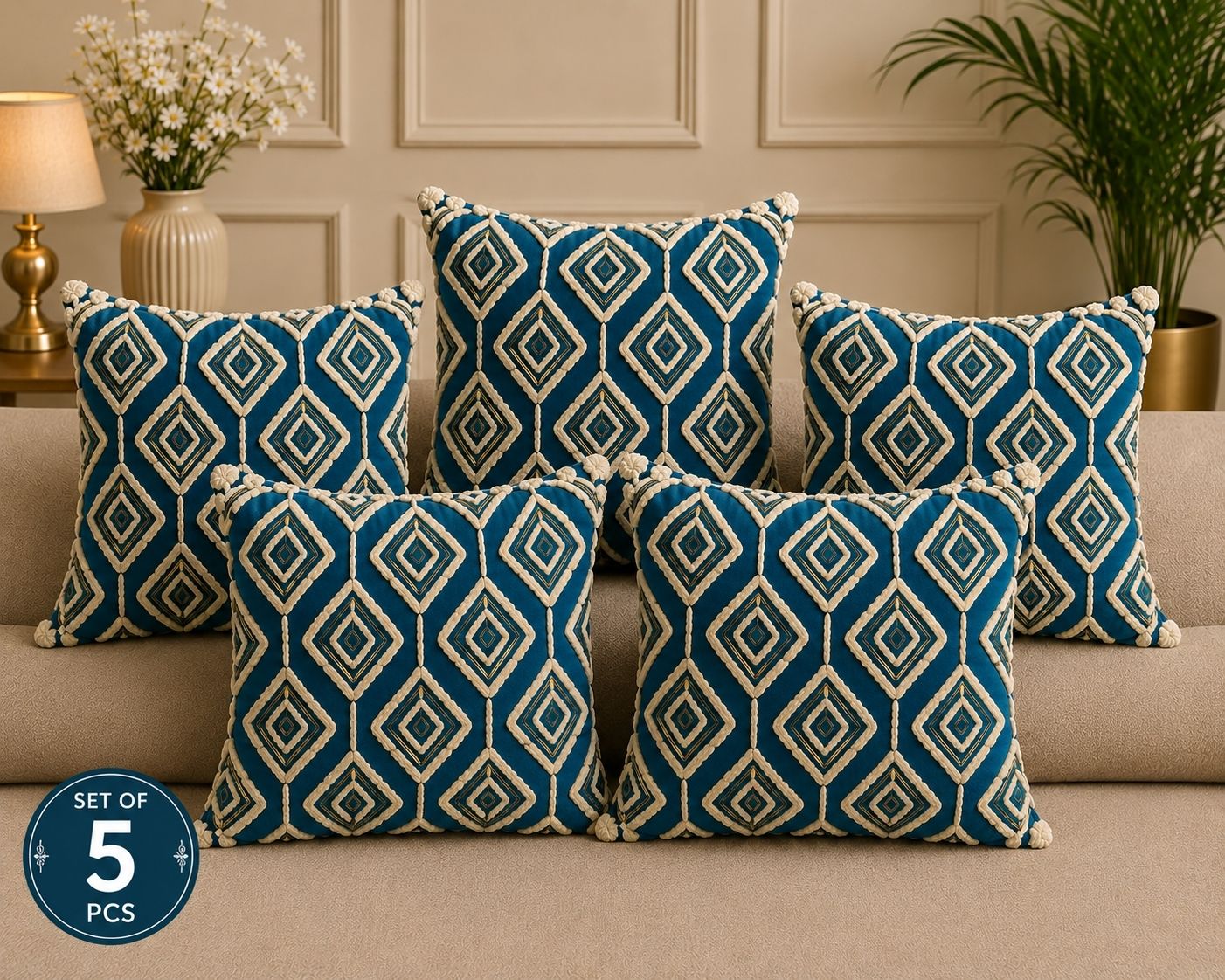 geometric chusions cover 16 by 16 set of 5 pc 999 rs
