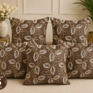 Leaf Design Cushion Covers 16×16 Inches | Set of 5 - Image 1
