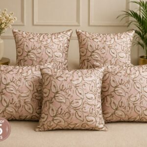 Leaf Design Cushion Covers 16×16 Inches | Set of 5 - Image 2