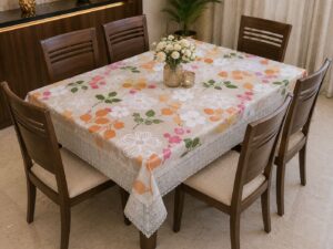 Printed Plastic Dining Table Cover with Floral Vine Design - Image 2
