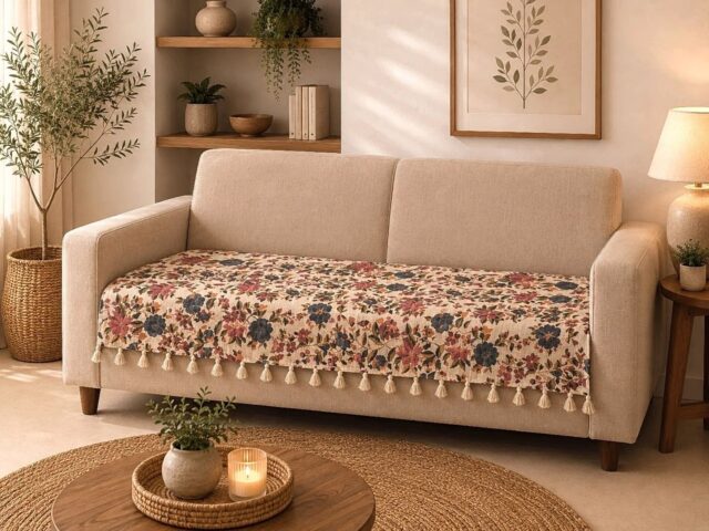 Premium Slub Printed Sofa Cover Fabric