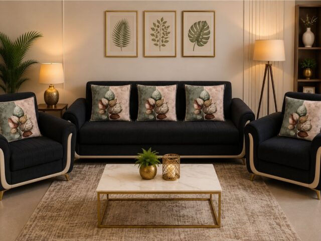 Velvet Printed Cushion Covers 20×20 Inches | Set of 5 | Botanical Design