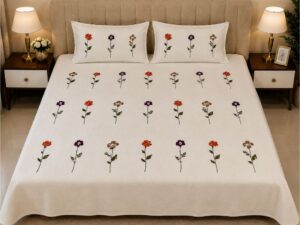 White Soma Cotton King Size Bedsheet - Image 3