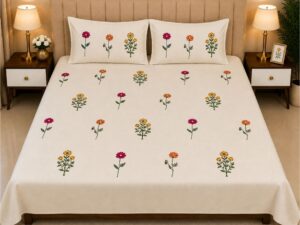 White Soma Cotton King Size Bedsheet - Image 7